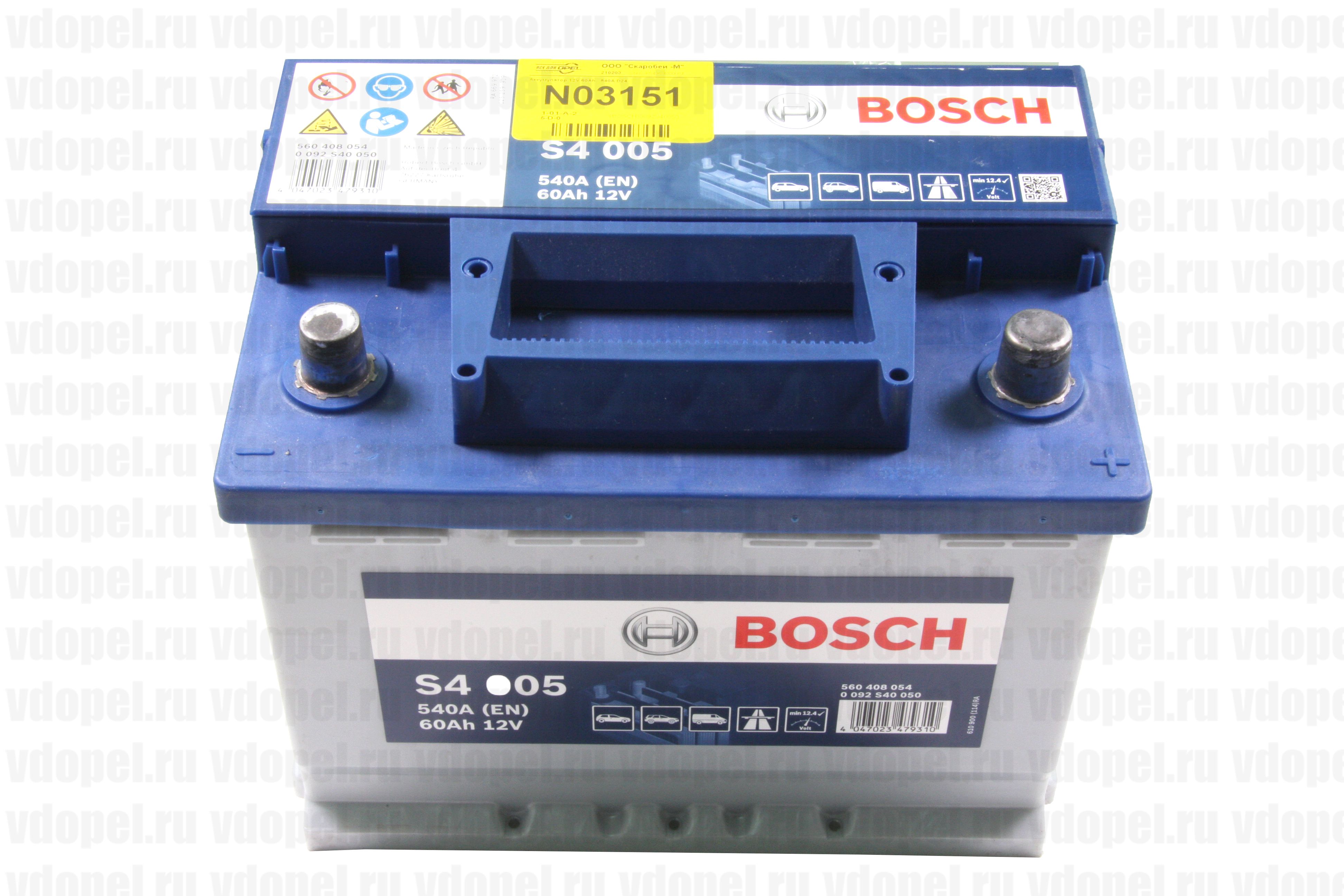 BOSCH 0092S40050  - Аккумулятор 12V 60Ah,  540А D24 
