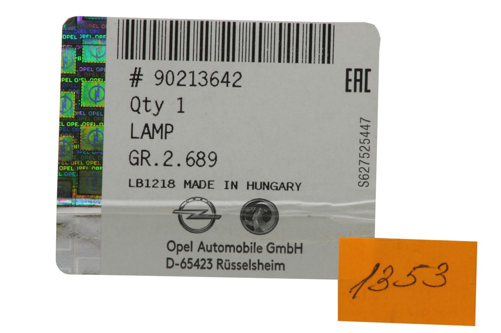 GM 90213642  - Осветитель номерного знака. Астра FG, Вектра В, Омега АВ. (караваны)  